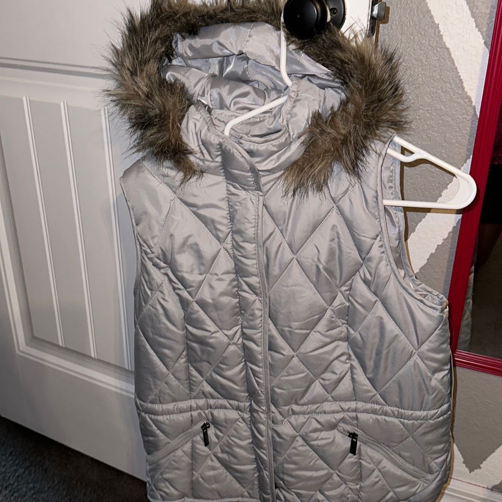 Gray puffer vest